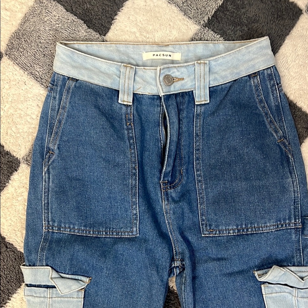 PacSun Blue Boyfriend  carpenter Jeans with Classic Denim Style - Picture 2 of 5